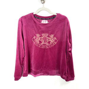 Juicy Couture Pink Label Emblem Embroidered Sweatshirt Retro Y2K Glam Preppy L